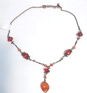Collar Boho Estilo Bohemio Material Mixto Cuentas Naranja - Imagen 1 de 1