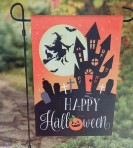 Halloween Casa Infestata Pipistrelli Giardino/Cortile Bandiera - Bandiera da Esterno 12”x18” - Foto 1 di 2