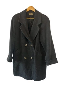 Alpaca Mohair & Wool Blend Grey Double Breasted 2 Button Long Fit Pea Coat 12 - Picture 1 of 8