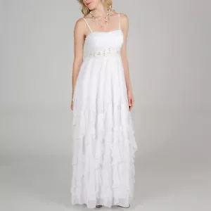 DECODE 1.8 NUEVO Destino Boda Formal Cascada Volantes Vestido Blanco 10 - Imagen 1 de 3