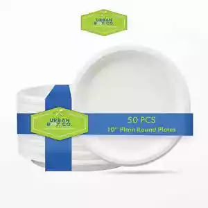 Urban Box Co 10-Inch Disposable Paper Plates, Heavy Duty, Compostable, 50 Count - Picture 1 of 5