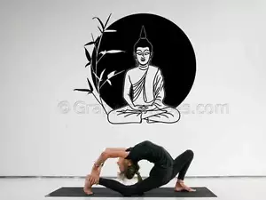 Pegatina de pared de Buda, Calcomanía decorativa mural de pared, meditación, yoga, calcomanía de vinilo - Imagen 1 de 14