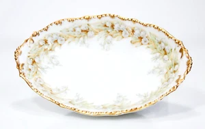 Antique 1920s Limoges France Elite Works Porcelain Lily Of The Valley Oval Dish - Picture 1 of 6