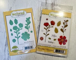 Taylored Expressions Beautiful Blossoms Die & Stamp Set Flower Floral Mother's - Picture 1 of 3