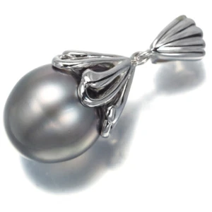 Auth TASAKI Pendant Black South Sea Pearl 11.5mm 900 Platinum - Picture 1 of 4