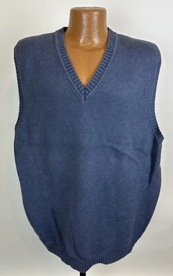 Vintage LL Bean Sweater Vest Mens 2XLT 2XL TALL Cotton V-neck Pullover Golf 90s - Image 1 of 4