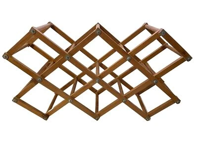 MCM Vintage 60's Teak Wine Rack Folding Accordion 10 Bottles Burma Barware - Image 1 of 4