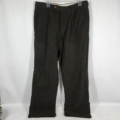 Samuelsohn Loro Piana Zelander Pants Mens 35? Brown Corduroy Wide Leg Cuff Pleat - Image 1 of 4