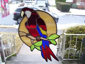 Stained Glass Scarlet Macaw Parrot Sun catcher (Real Glass) - Picture 1 of 7