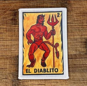 Parche de hierro de juego mexicano de lotería El Diablito 3,5 x 2,5 pulgadas - Imagen 1 de 4