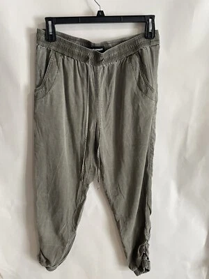 Express Ankle Ruched  Jogger Pull On Pants Size Medium Olive Green Elastic Waist - Image 1 of 4