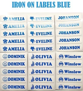 5 10 25 30 40 Aufbügeln personalisierte Etiketten Etikett Name Schule Uniform Kinderkleidung - Bild 1 von 7
