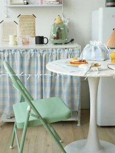 Checkered Curtains, Little Squares and Stripes Pastel Color Window Treatments - Picture 1 of 13