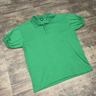 VINTAGE Screen Stars Blank Polo Men Size XL Green Short Sleeve Made In USA - Image 1 of 4