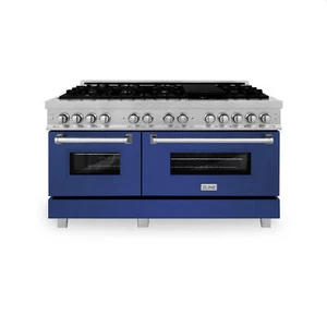 ZLINE 60" DUAL FUEL RANGE OVEN GAS ELECTRIC SNOW FINISH STAINLESS RAS-BM-60 - Picture 1 of 9