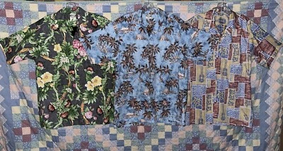 Camisas Hawaianas Go Barefoot Para Hombre Talla M Lote de 3 Estampado Inverso Tortuga Canoa Pez Foto 1 de 4