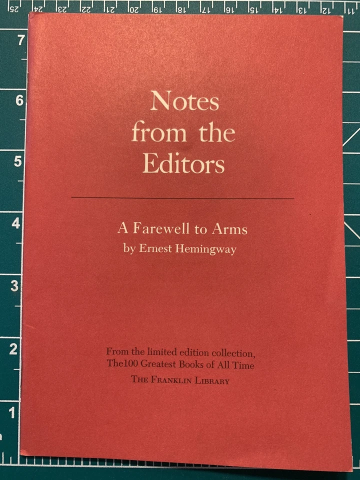 Franklin Library 100 Greatest Books Notes-  A Farewell To Arms -Ernest Hemingway - Image 1 of 1