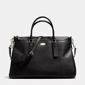 Coach Pebbled Leather Morgan Satchel F35185 Handbag Shoulder Bag BLACK - Picture 1 of 8