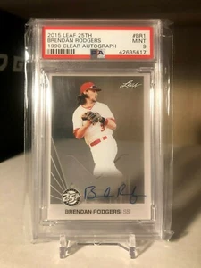 Brendan Rodgers RC AUTO 2015 LEAF 25TH 1990 CLEAR ACETATE PSA MINT 9 Rockies - Picture 1 of 1