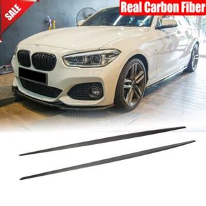 Carbon Fiber Side Skirts Extension Lip for BMW 1 Series F20 M-TECH 118i 120i 15+ - Picture 1 of 12