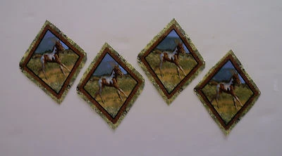 Tela 4 Cuadrados Corte, Paneles - Blanco, Marrón Pony Diamante Cuadro - Coser Edredón Artesanía Foto 1 de 2