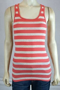 Active Basic Tank Top Juniors Small 3 5 Orange Beige Striped Sleeveless Teen - Picture 1 of 7