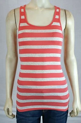 Active Basic Tank Top Juniors Small 3 5 Orange Beige Striped Sleeveless Teen - Image 1 of 4