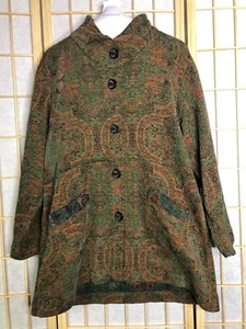 Habitat Tapestry Jacket Womens XL Green Blazer Coat Opulent Brocade Wearble Art - Picture 1 of 16