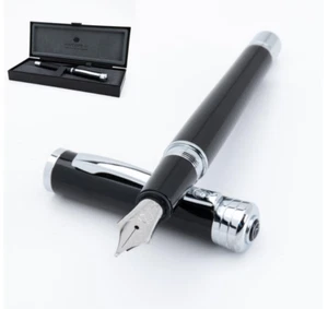 Monteverde Strata Fountain Pen, Black & Chrome with OMNIFLEX (pen only) New - Picture 1 of 6