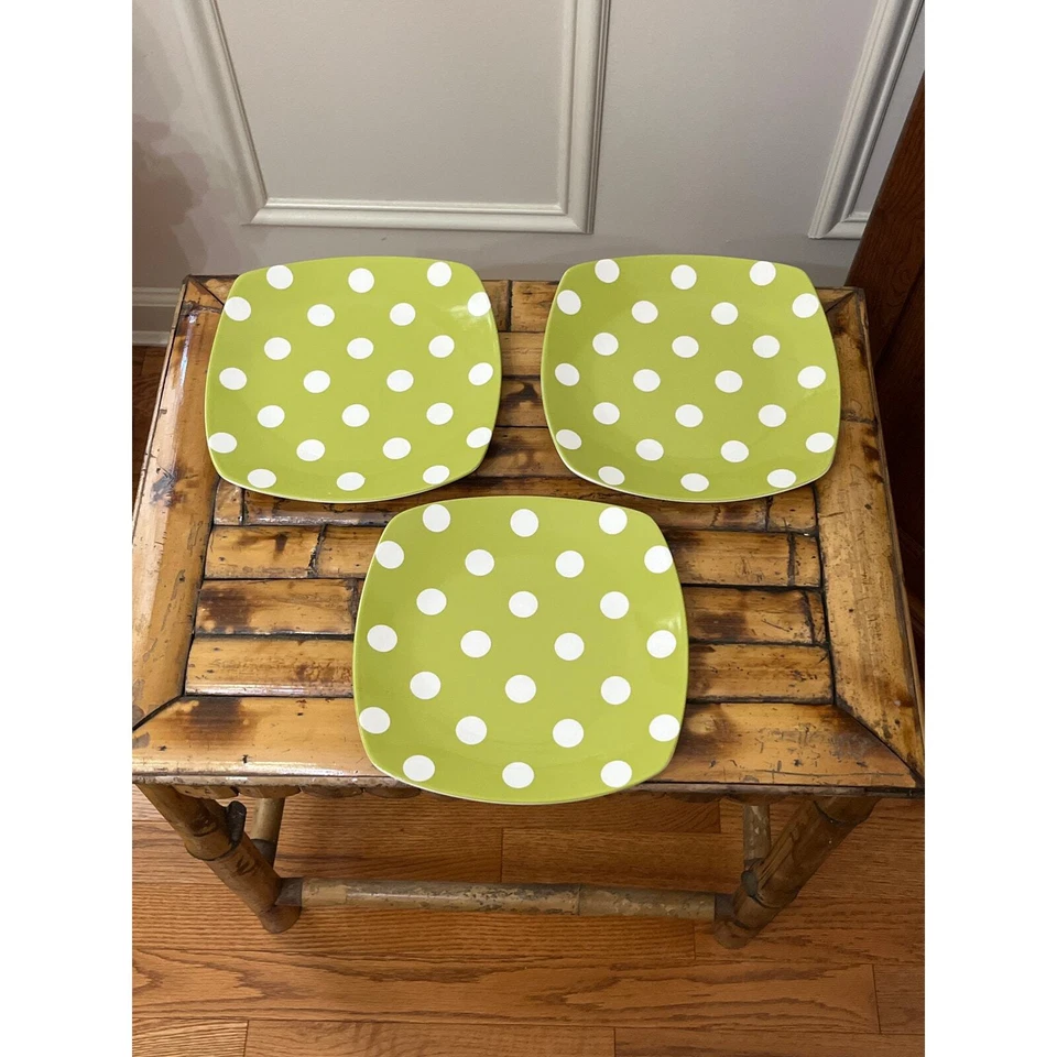 222 Platos Cuadrados Fifth Sugarland Verde Blanco Lunares Repuesto Foto 1 de 4