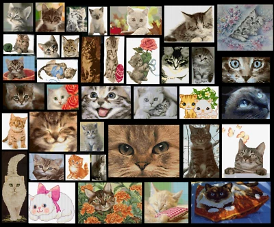 OLTRE 400 SCHEMI A PUNTO CROCE GATTI MICI GATTINI CAT KITTEN DMC PATTERN SU USB - Immagine 1 di 4