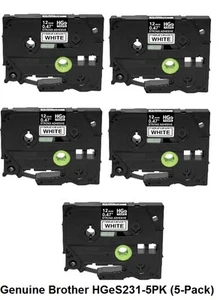 Cinta extra resistente genuina Brother HGeS2315PK de 1/2" negra sobre blanca paquete de 5 - Imagen 1 de 2