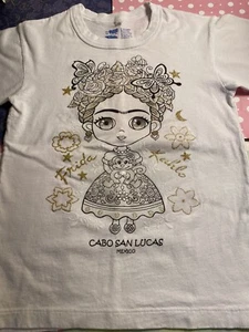 Girls Sz 10, T Shirt, Frida Kahlo, glitter embellished, White Cotton Cabo - Picture 1 of 7