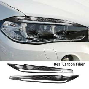 Carbon Fiber Headlight Eyelid Eyebrow Cover For BMW F15 X5 F85 X5M X6 2014-2018 - Bild 1 von 12