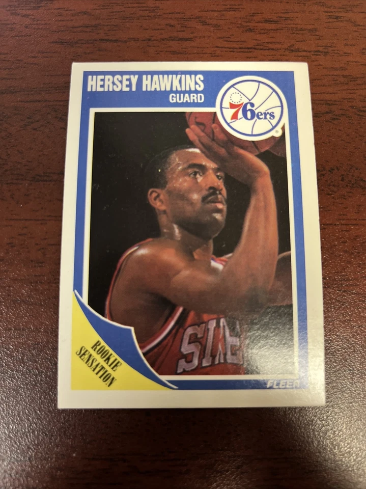 1989-90 Fleer #117 HERSEY HAWKINS RC дебютант Philadelphia 76ers комбинированная доставка - Изображение 1 из 1