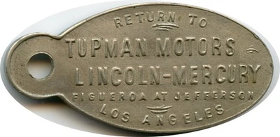 Est. 1913 Los Ángeles California CA Tupman Motors Carga de Crédito Moneda Llavero Etiqueta Foto 1 de 3