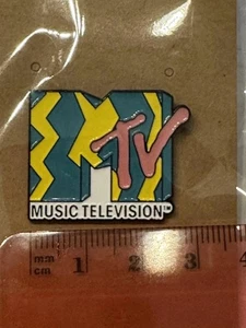 MTV Music Television Logo Hard Enamel Lapel Pin Badge Retro 80s 90s New Teal - Picture 1 of 3