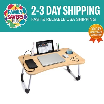 Multi-Functional Foldable Desk with Cup Holder - Perfect for Work & Relaxation - Image 1 of 4