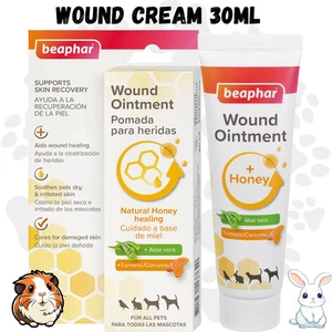 Beaphar Derma+ SMALL ANIMAL Wound Cream 30ml | Honey, Aloe Vera | Soothes Skin - Picture 1 of 5