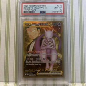 2025 POKEMON DESTINED RIVALS #240 TEAM ROCKET'S MEWTWO EX PSA 10 - Picture 1 of 3