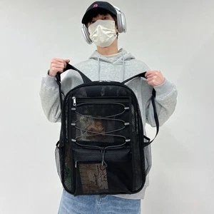 Large Capacity Travel Mesh Beach Bag Semi-transparent School Bag - Picture 1 of 15