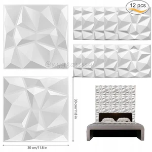 12x 3D Wall Panels 30×30cm Gaming Zimmer Wand Decke 3D Optik Diamant PVC Paneele - Bild 1 von 10