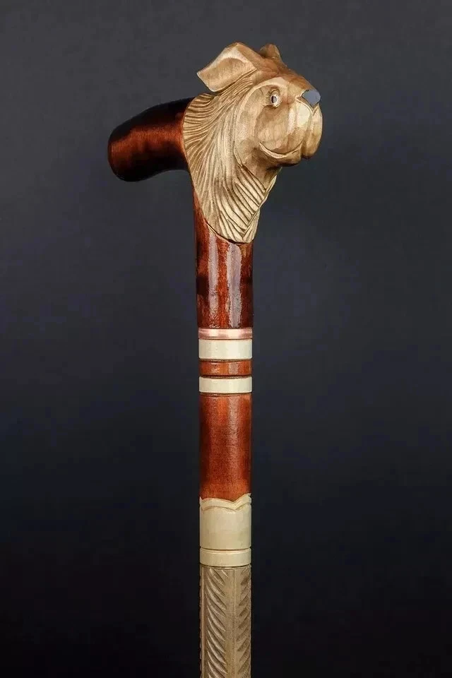 Victorian Rabbit Walking Cane, Wooden Rabbit Head Walking Stick Carving Handle - Image 1 of 4