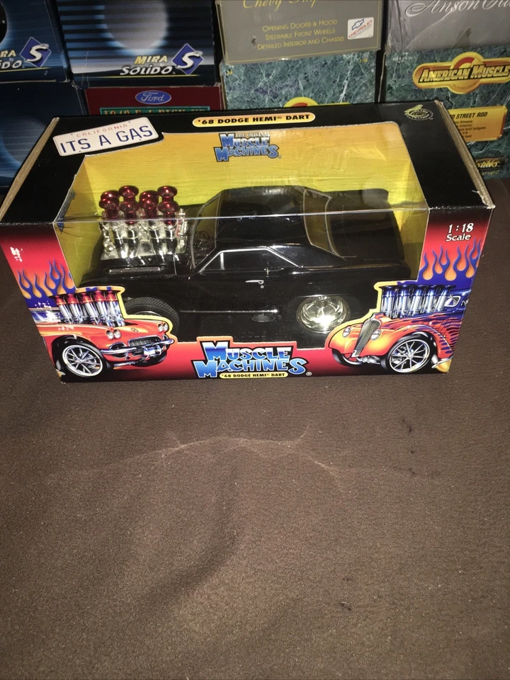 Muscle Machine 1/18 1968 Dodge Hemi Dart in Black w/ Chrome Gasser - Image 1 of 4