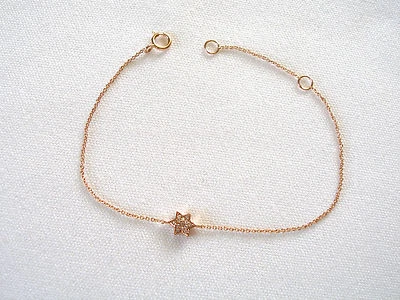 VIDA- Pulseira 'estrela' de ouro rosa 14k com diamantes de destaque - Imagem 1 de 4