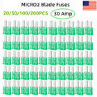 20/50/100/200PCS 30 AMP Automotive APT ATR Micro2 Blade Fuses M2 30A