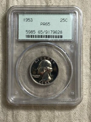 1953 Washington Quarter PCGS PR65 PCGS OGH 2.1 2 Piece Holder - Image 1 of 4