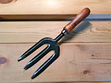 Vintage Garden Hand Fork Old Tool Gardening Allotment Wood Handle Planting Out 9