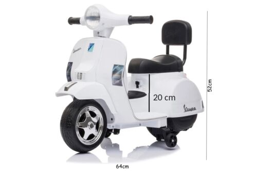 Mini Vespa per bambini Piaggio bianca moto elettrica px150 6V poggiaschien LT913