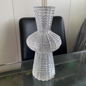 Vintage MID Century NUUTAJARVI Clear WAISTED Glass VASE ~ Oiva Toikka FINLAND - Bild 1 von 24